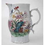 Liverpool Philip Christian's factory large jug circa 1765,   painted with flora issuing from