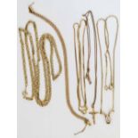 Five various gold necklace chains, 41.4g gross.