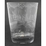 Engraved glass tumbler circa 1800  named 'I.C. Rossland' 10cm high     Condition report: no chips,