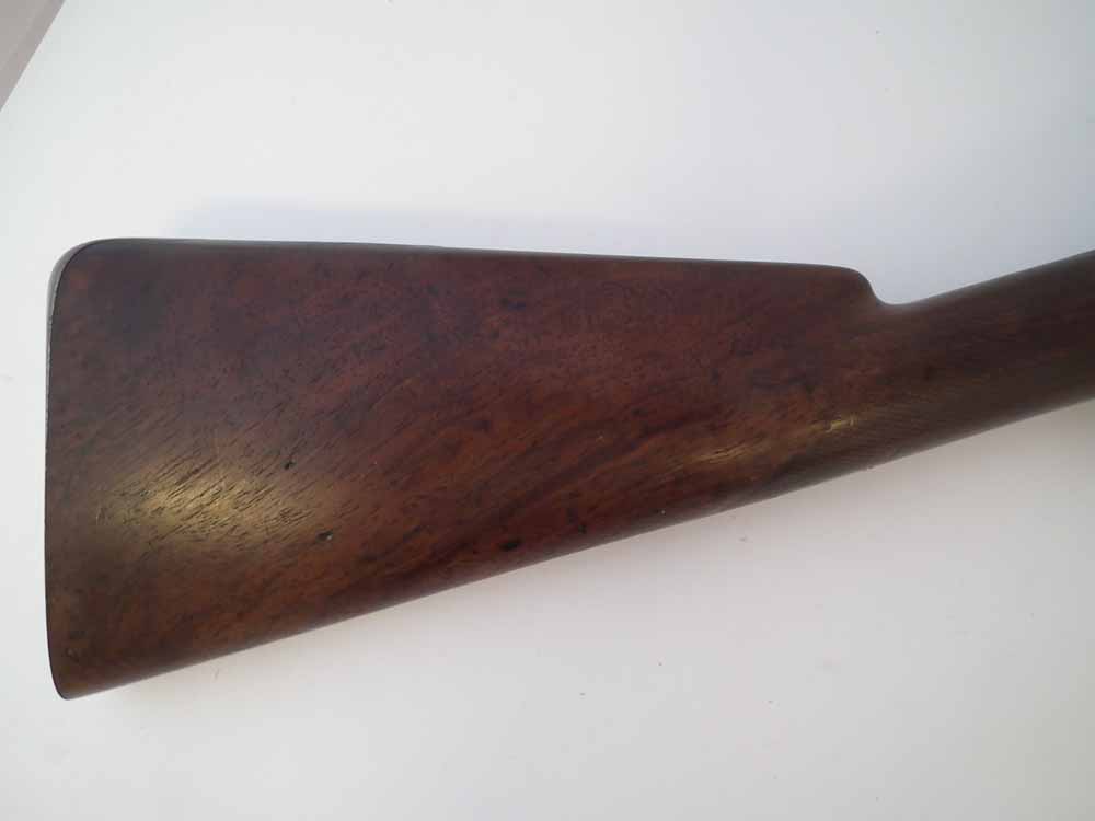Percussion double barrel shotgun by Joseph Manton London, converted from flintlock, with Damascus 16 - Image 2 of 11