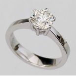 18ct white gold (750) single stone diamond ring, brilliant cut, colour G, clarity VS2, 1.50ct (HRD