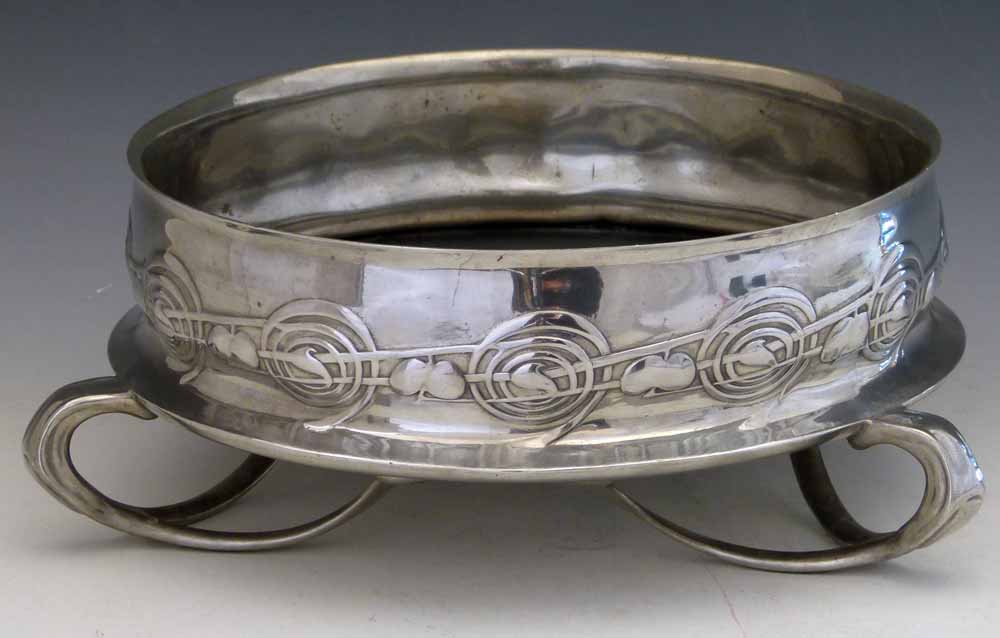 English Pewter made by Liberty & Co fruit bowl, 0230, after the design of Archibald Knox, overall