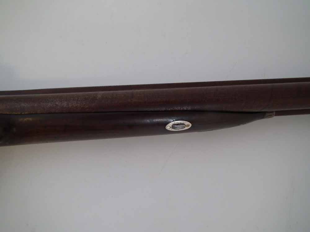 Percussion double barrel shotgun by Joseph Manton London, converted from flintlock, with Damascus 16 - Image 4 of 11