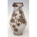 Mont Joye Art Nouveau cameo glass vase,   decorated with raised gilt work, feint outline of