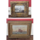 Two maritime pictures to include nineteenth century oil on board painting and modern reproduction