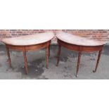 Pair of 19th century mahogany D-end tables. Condition report: see terms and conditions
