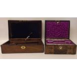 Victorian walnut sewing box and a writing slope Condition report: see terms and conditions