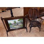 Elm/beech childs Windsor chair and firescreen. Condition report: see terms and conditions