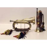 Welsh regiment bugle, 1944 and a Lincolnshire regiment bugle (2). Condition report: see terms and