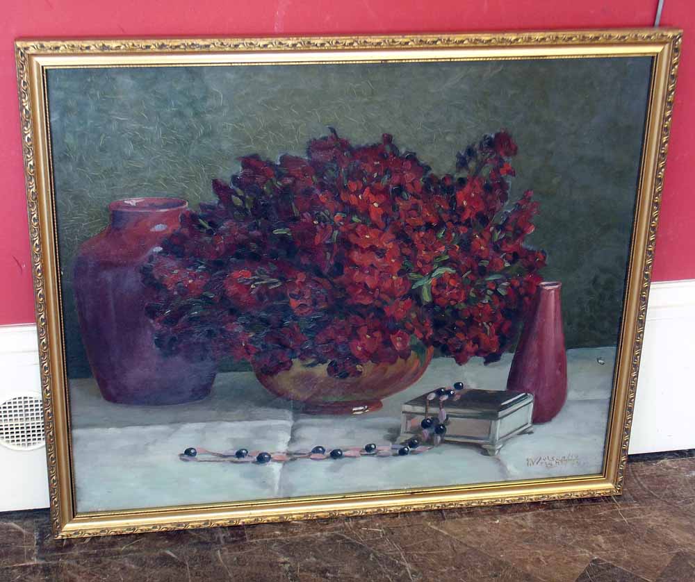 Nelson Wright, Floral still life, oil on canvas, framed and glazed. Condition report: see terms