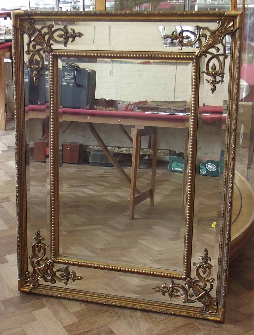 Wall mirror gesso frame with bevelled glass. Condition report: see terms and conditions