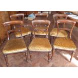 Set of six 19th century mahogany dining chairs on turned front legs. Condition report: see terms and