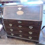 George III Mahogany and Inlaid Bureau Condition report: see terms and conditions