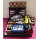 Staunton type chess set, other chess sets and games. Condition report: see terms and conditions