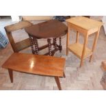 Early 20th century mahogany gate-leg table and three various tables. Condition report: see terms and