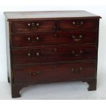 George III mahogany chest of two short and three long drawers with brass swan neck handles, on