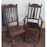 Art Nouveau single chair and carver. Condition report: see terms and conditions