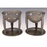 Pair of Liberty & Co English Pewter three-legged conical bowls, 0276, designed by Archibald Knox,