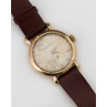 Jaeger-LeCoultre 9ct gold man's wristwatch, Dennison case Birmingham 1952, off white Arabic dial (