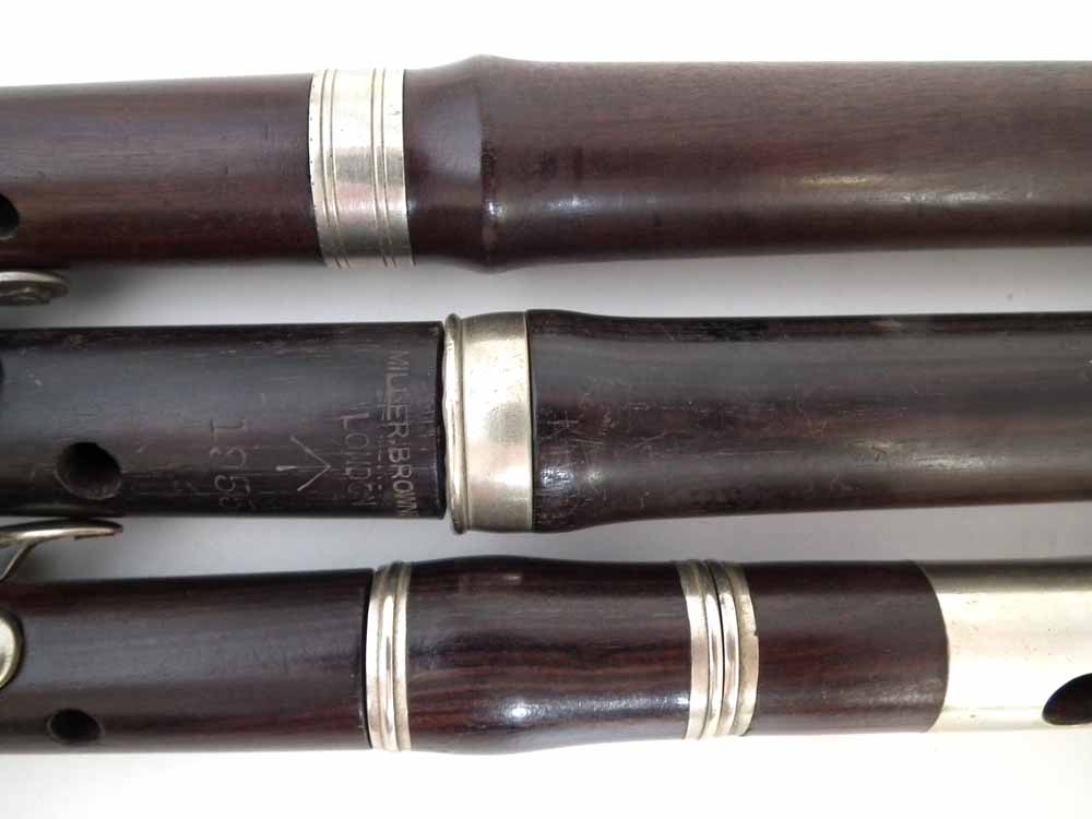 Two rosewood Fifes and a Piccolo, one stamped with a Military arrow, '1955 and Miller Browne London' - Image 3 of 6