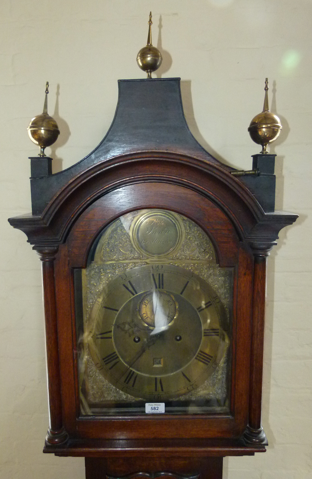 Oak longcased clock, brass break-arch dial signed Robt Swan, Bridlington, in the arch, Roman chapter - Image 2 of 14