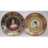 Two Vienna style plates, one signed Weigel, the other Reldals,  painted with portraits of ladies