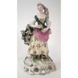 Derby figure of a lady circa 1770,   modelled playing a triangle on Rocco base, 22cm high