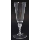 Ale glass, with tall flaring bowl, knopped opaque twist stem, and plain foot, 17cm high