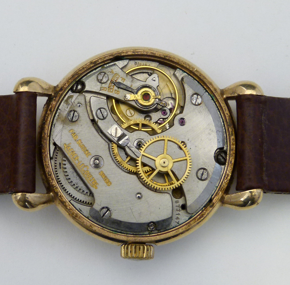 Jaeger-LeCoultre 9ct gold man's wristwatch, Dennison case Birmingham 1952, off white Arabic dial ( - Image 2 of 6