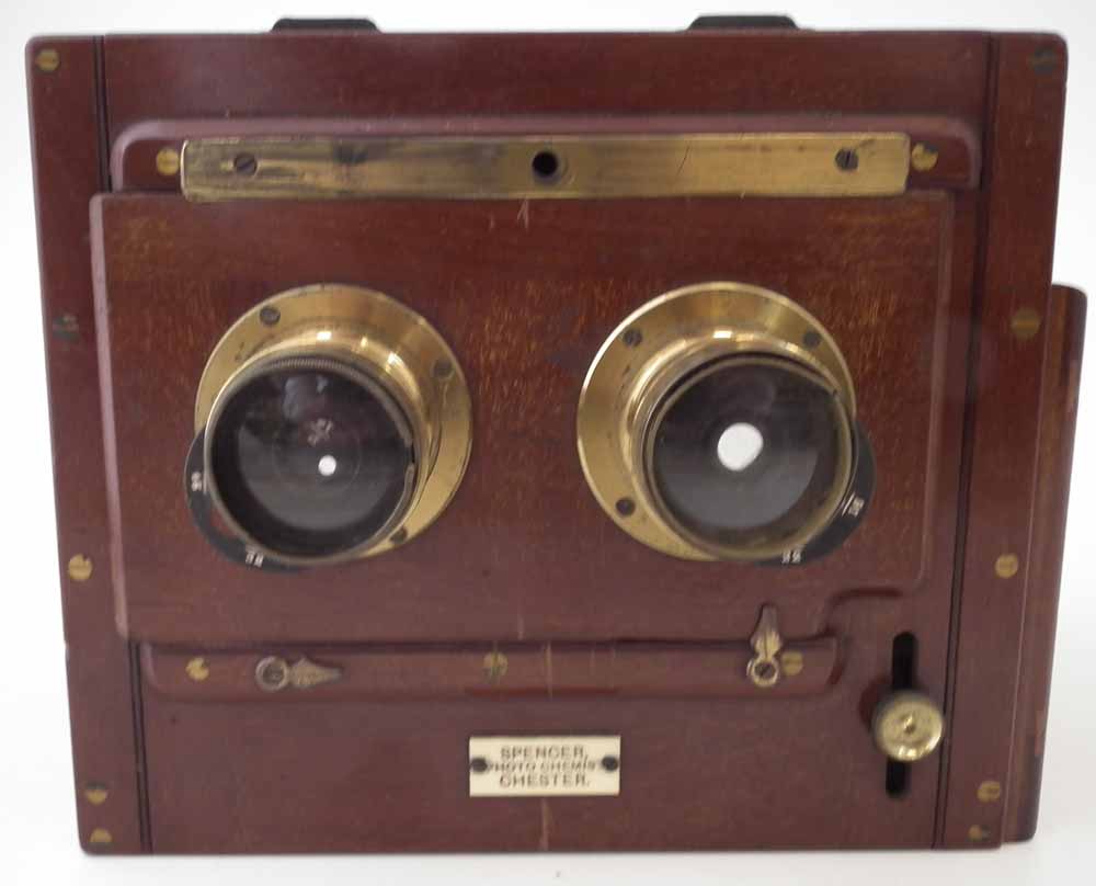 Stereo Camera, labelled Spencer Photo Chemist Chester, fitted with a pair of Wray's London 5 inch - Image 5 of 8