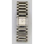 Baume & Mercier stainless steel and diamond lady's bracelet watch, 5025549, square mirrored blind