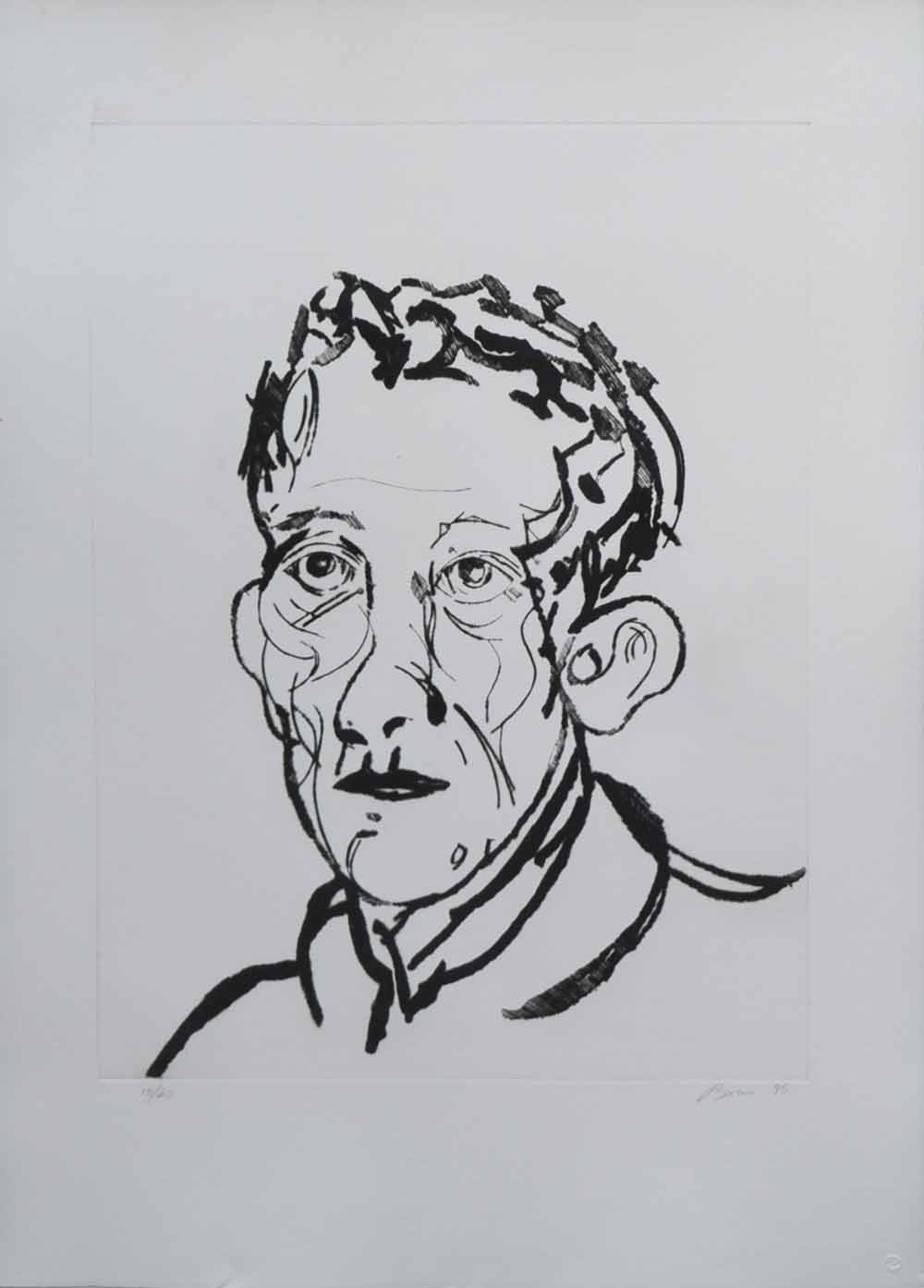 Tony Bevan (1951-),   "Portrait Man", signed, dated '95 and numbered 18/40 in pencil in the