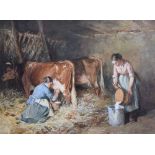 Robert Anderson (1842-1885),  Milking time, signed and dated 1880, watercolour, 37.5 x 54.5cm.; 14.