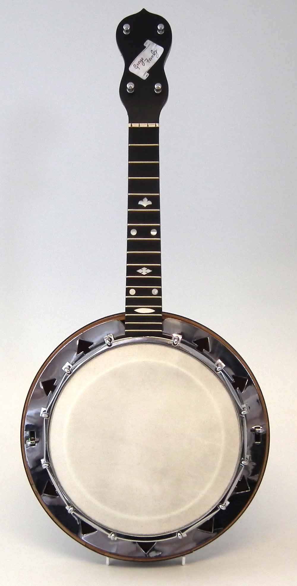 Dallas Model E George Formby Banjolele or Ukulele Banjo, with pearl inlayed headstock and