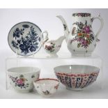 Collection of Worcester porcelain circa 1770   to include a Giles decorated Queen Charlotte bowl,