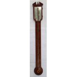 Mahogany stick barometer, 19th century, signed Manticha Fecit, silvered dial with vernier, length