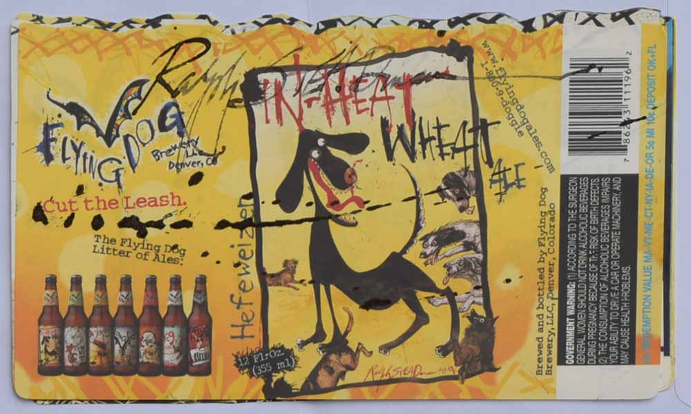 After Ralph Steadman (1936-),  Flying Dog Brewery beer labels each signed by Ralph Steadman,