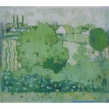 Vera Sarkis, 20th century,  "High Summer", titled on verso, oil on board, 35.5 x 40cm.; 14 x 15.