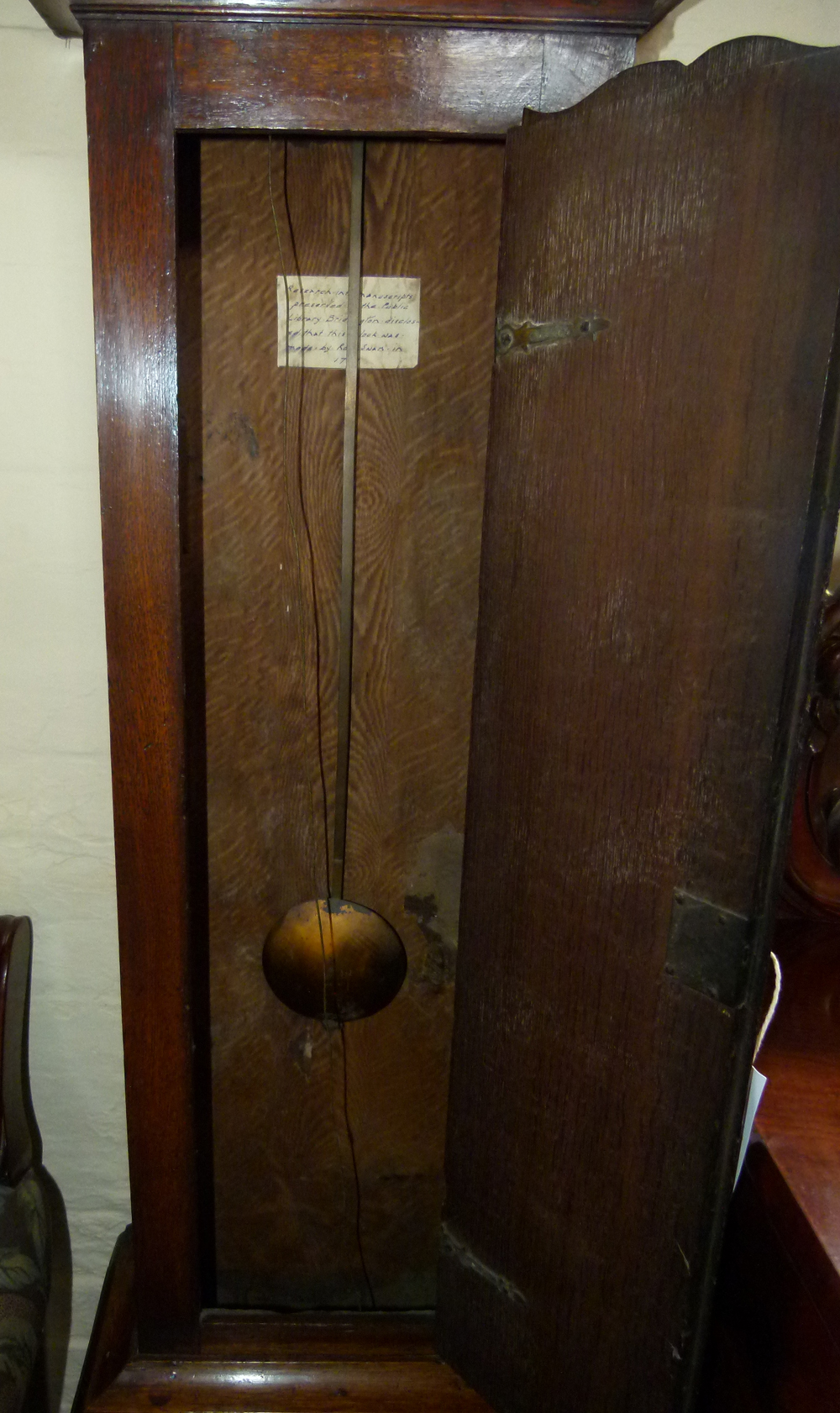 Oak longcased clock, brass break-arch dial signed Robt Swan, Bridlington, in the arch, Roman chapter - Image 6 of 14