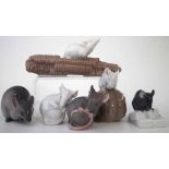 Four Royal Copenhagen models of mice, also a B&G mouse and a K&H mouse, (6) The tallest model