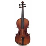 Violin in the style of Gaspar da Salo, with one piece tightly flamed back, double line purfling,