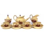 Glazed buff coloured part tea service circa 1820, probably North-East,  printed in sepia with