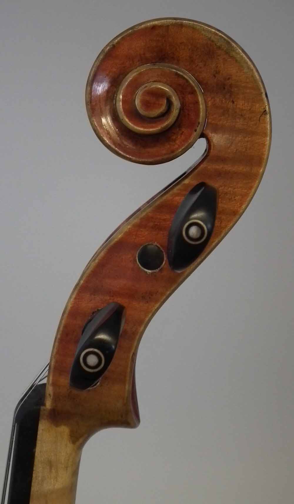 Liu Xi workshops Violin, with two piece lightly flamed back and aged golden orange varnish, with two - Image 3 of 12