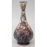 Moorcroft vase, decorated with Pasque flower after Philip Gibson, impressed and painted marks to