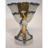 Prattware vase attributed to Leeds circa 1790, modelled after a Ralph Wood original with twin