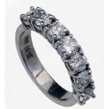 18ct white gold seven-stone diamond half hoop eternity ring, gross weight 5.7g, ring size M.
