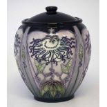 Moorcroft lidded trial vase, decorated with an early version of Arvensis pattern after Rachel