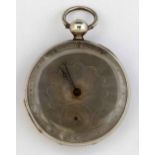 Cartier silver cased pocket watch, guilloche patterned blind dial with subsidiary seconds, signed