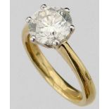 Single stone diamond ring, 3.02ct, brilliant cut , in 750 gold setting, ring size P, gross weight