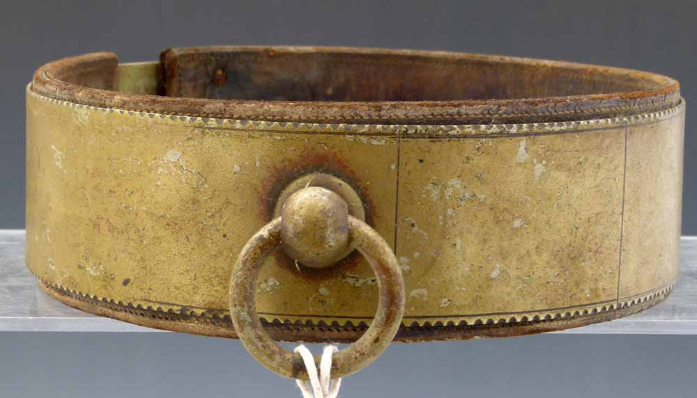 Brass and leather adjustable dog collar, inscribed " TR Harvey, 45 John Street, Stafford" width 6cm, - Image 4 of 7